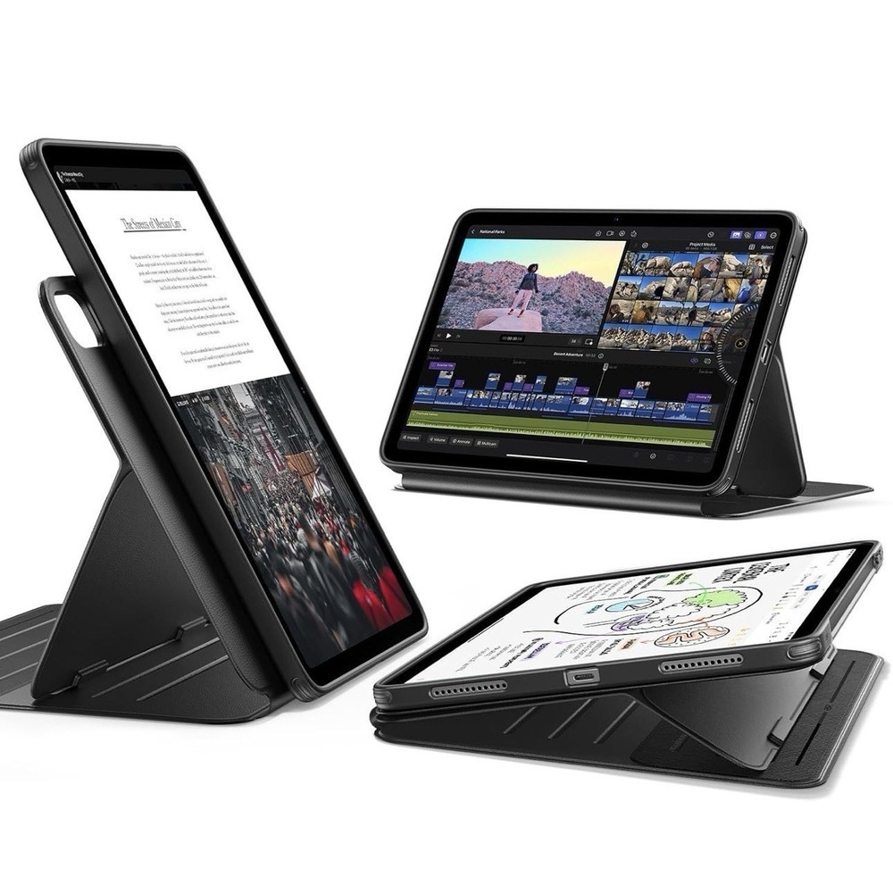 ESR iPad Air 11 Inch M4 M2 Case Magnetic Removable Stand Black Minimalist Tech
